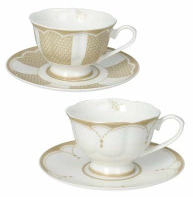 Brandani 51203 TAZZA THE GOLDEN EYE SET 2 PZ NEW BONE CHINA