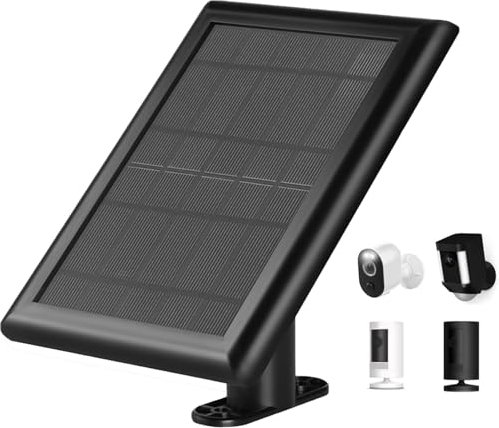 Zahala Battery Solar Panel for Ring Spotlight & Stick Up Outdoor Cam Battery, Portable Solar Charger Compatible with Ring Security Camera Battery Replacement (Black)