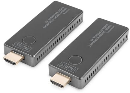 DIGITUS DS-55323 Estensore HDMI Wireless - UHD 4K/30 Hz - Portata 30 m - Set: Trasmettitore e Ricevitore - da HDMI a HDMI - Plug & Play - HDMI 2.0/1.4 e HDCP 2.2/1.4