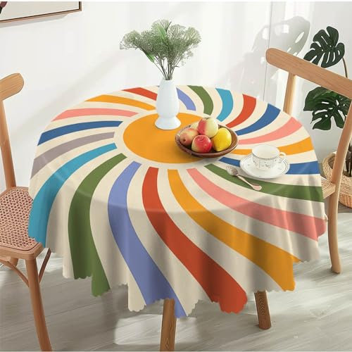 Breezify Runde Tischdecke Abwaschbar 150cm Gartentischdecke Polyester Fleckschutz Wasserdicht Runde Tischdecke fr Partys, Hochzeiten, Picknicks, Grten