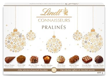 Lindt - Boîte CONNAISSEURS Pralinés - Assortiment de Chocolats au Lait et Noirs Pralinés - Idéal pour Noël, 409g