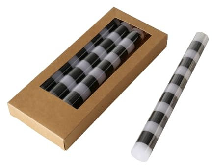 BOLTZE Stripe Stabkerze schwarz weiß 20cm 4tlg
