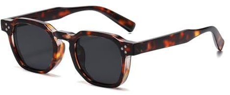 LJCZKA Retro Sechseckige Sonnenbrille für Damen und Herren Trendy Quadratische Klein Brille Klassisch Unisex mit UV400 Schutz