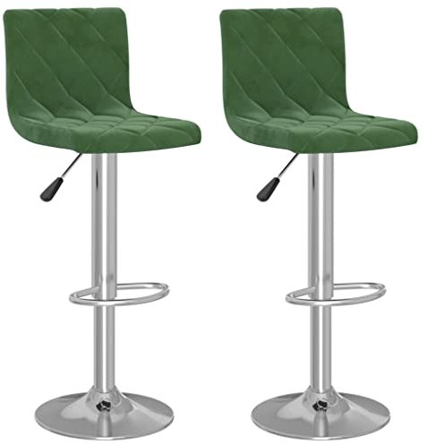 vidaXL 2X Barhocker Höhenverstellbar Drehbar Küchenhocker Barstuhl Tresenhocker Tresenstuhl Thekenhocker Bistrohocker Bar Stuhl Hocker Dunkelgrün Samt