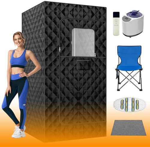 MXMZHXU Sauna de vapor portátil, sauna para el hogar con vaporizador de 3L 1200 W, control remoto, sauna personal de cuerpo completo para el hogar, gimnasio, garaje