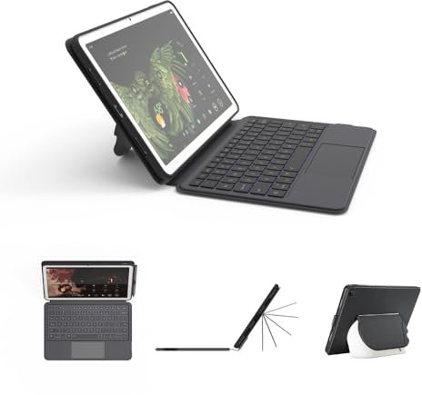 EIP Magnetix Keyboard Case for Google Pixel Tablet 11 inch (2023), Adjustable Viewing Angle, Detachable, Easy Carry, Protective Cover Compatible with Speaker Dock, 7 Backlight Color, UK Layout