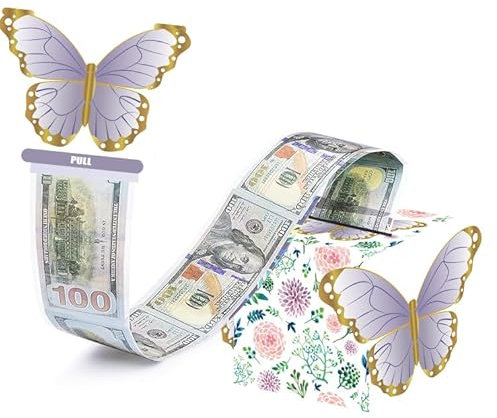 GEHENFRUCHT Geldgeschenk, Happy Birthday Geldgeschenke Box Geschenkbox DIY Geburtstag Geschenkverpackung für Männer, Frauen und Kinder (Purple 3D Butterfly)