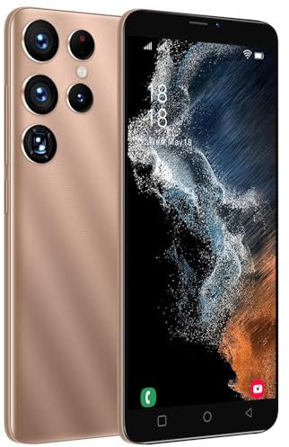 SanHii Cheap Mobile Phones, 5.0 inch Display, 16GB ROM【128GB Extension】, Android 9.0, Dual SIM, 3 Cards Slots, WIFI,Face Unlock Phones (SanHii-24Ultra (Gold))
