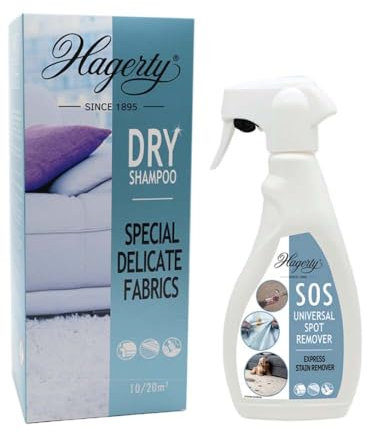 Hagerty Dry Shampoo 500g & Spot Remover Spray 500ml - Special Delicate Cleaner Shampoo for Carpets and Spray Removes Spot and Stain with Freshener