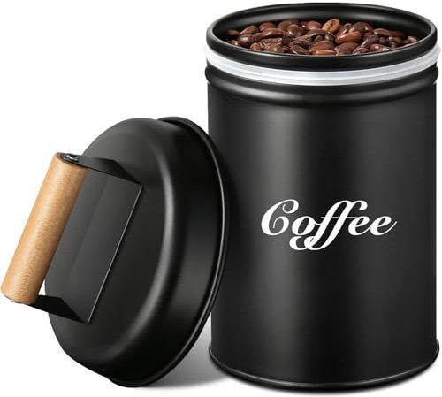 gmisun Kaffeedose, 1L / 33 fl oz Kaffeebehälter für Kaffeebohnen, gemahlenen Kaffee, Kaffeekapseln, Kaffeepads, Kaffee Aufbewahrung, Vorratsdosen schwarz luftdicht, Kaffee Dose für kaffeebar