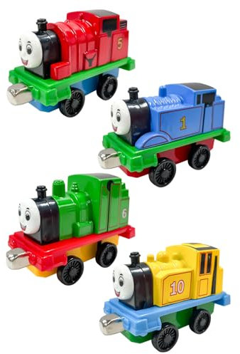 PIIMNT THO-Mas die Lokomotive Fahrzeug, 4 Stück THO-Mas Spielzeug Fahrzeug Set, Kleiner Zug Spielzeug, für Kinder Mädchen Junge Geburtstagsgeschenk