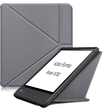 Étui à rabat en cuir pour liseuse Kobo Forma N782 8 (version 2018), ultra fin et léger avec fonction veille/réveil automatique pour liseuse KOBO Forma 2018 8 (gris)