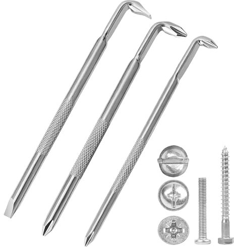 3PCS Offset Screwdriver Set S2 Steel L-Type Double Head Offset Magnetic Right Angle Screwdriver with Phillips Slotted 15mm Flat Elbow Design for Tight Space Operation - 116mm