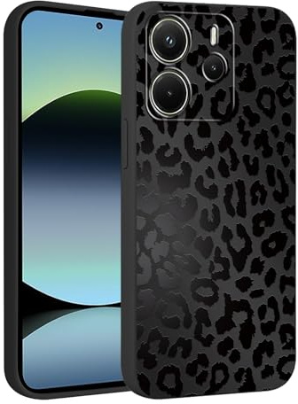 Saqmkil Handyhülle für Xiaomi Redmi Note 14 4G Hülle, Leopard Muster Aesthetic Mädchen Frauen Case,Weich Silikon Dünn TPU Bumper Stoßfeste Kratzfest Schutzhülle Cover für Redmi Note 14 6,67,Schwarz 1
