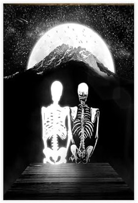 NEOHI Wish You Were Here.Skelett-Illustration, Totenkopf-Kunst, emotional, Miss You, Gothic-Heimdekoration, Leinwandkunst, Wanddekoration, Poster, Zuhause, Bar, Restaurant, Garage, Café-Logo