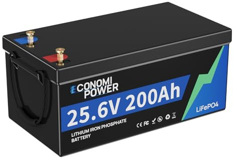 EconomiPower Batteria al litio Lifepo4, 24 V, 200 Ah, BMS, batterie al litio di classe A, batteria al litio da 5120 Wh per camper, barche, impianto solare e molto altro ancora