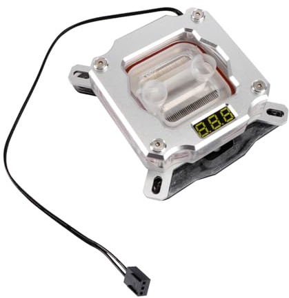 DIYEAH Digital Temperature Display CPU Water Block Silver for Platforms with Motherboard Synchronization Independent Control Full Coverage Cooling and Easy Mounting