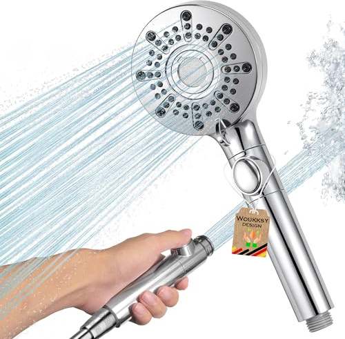 Woukksy Duschkopf,5 Strahlarten Handbrause,Wassersparend Shower Head,Duschkopf mit wassersparender Sparduschkopf für Baden für erholsames Duschen (216 * 100mm)
