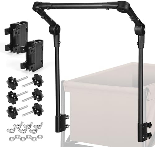 Upgrade Bollerwagen Schiebegriff Ersatz, Klappbarer Handgriff – Ergonomischer Schiebegriff als Zubehör, Robust aus Stahl, auch als Kinderwagengriff für Outdoor, Camping & Strand geeignet