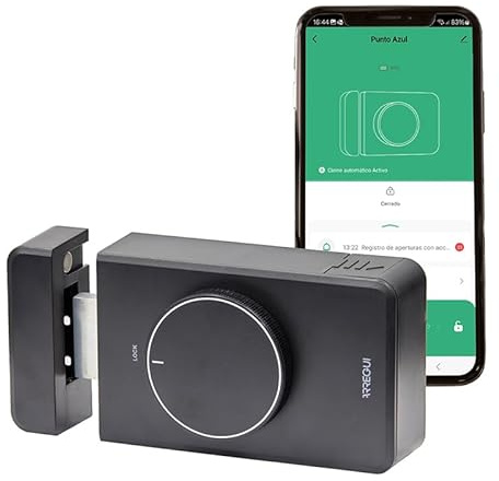 ARREGUI SPIN UP Cerradura de seguridad Invisible para Puerta | Apertura Electrónica con App Móvil | Alarma 120 dB | Antirrobo | Control Remoto con ARREGUI Bridge (no incluido) | Sin Cables | Negro