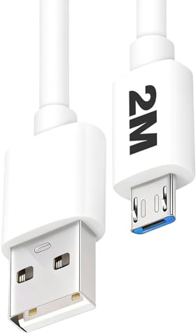 Ladekabel für Kindle Paperwhite Micro USB E-Reader Charger Kabel 2M für Kindle (1/2/4/5/7/8/10th) Paperwhite (5/6/7/10th) Oasis (8/9/10th)/Voyage/Touch/Keyboard/DX/ Fire HD Fire TV Stick Netzkabel