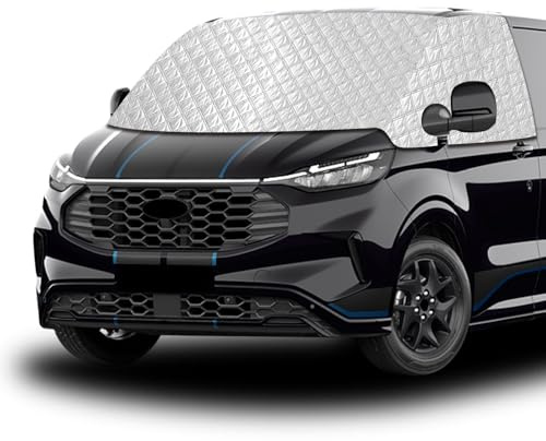 Frontscheibenabdeckung für Ford Transit Custom & VW Transporter (2024-2026) | Passend für Tourneo Custom & Ford Nugget | 4-Jahreszeiten Sonnenschutz & Frostschutz | Hitzeschutz, Eis- & UV-Schutz