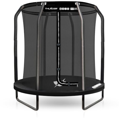 THUNDER Gartentrampolin mit Innennetz, wetterfest | Galvanisierter Rahmen, gehärtete Federn, 6-fach vernähte Sprungmatte, 10 mm EPE-Federabdeckung