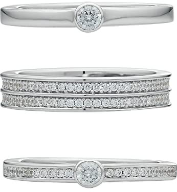 JETTE Damen-Damenring 140 Zirkonia 55, Silber 32005210