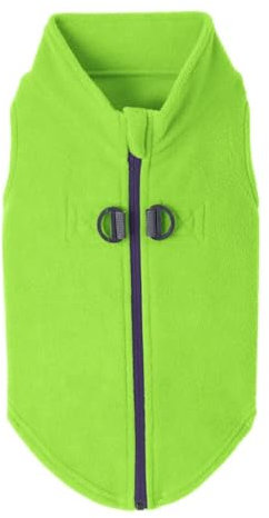 Gooby Fleece-Hundepullover mit Reißverschluss – Limettengrün, Größe S – warme Fleece-Hundejacke mit Dual-D-Ring-Leine – Winterpullover für kleine Hunde, Jungen und mittelgroße Hunde