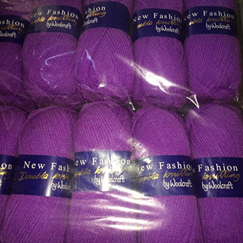 5 x 100g Woolcraft Dk Double Knitting Wool, Yarn (5 x 100g Violet 718)