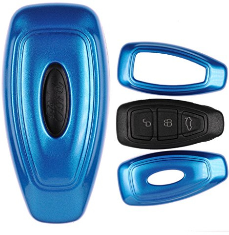 Auto Schlüssel Cover Hülle für Focus Mondeo C-Max Fiesta Kuga Fernbedienung/Farbe: Metallic Blau