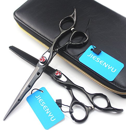 JIESENYU Professionelle Friseurschere, 7 Zoll, 440 C, hochwertig, zum Schneiden und Ausdünnen von Haaren.