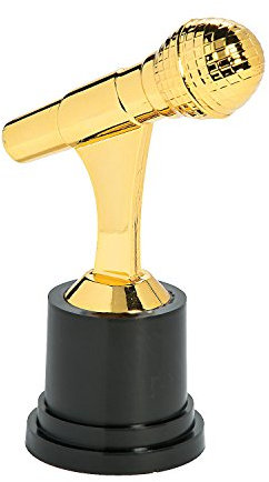 Fun Express 12 Gold Mikrofon Trophäen (7,6 x 12,7 cm) Kunststoff. 1 Dutzend goldfarbenes Mikrofon Throphy Awards.