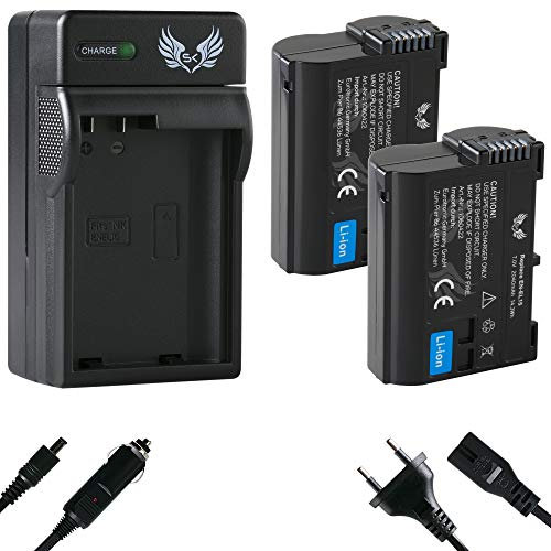 2X SK Akku kompatibel mit Nikon EN-EL15 < 2040mAh > + Charger EN-EL15c EN-EL15b EN-EL15a für Nikon D500 D800 D850 D7200 D7500 - Z8 Z7 II Z6 II Z5 Zf