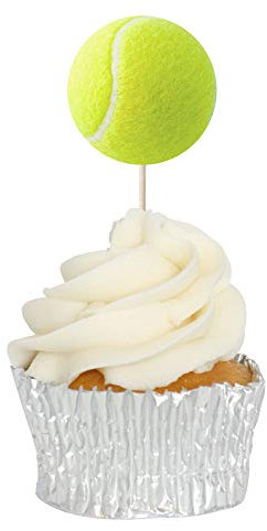 Tennis Ball Cupcake Toppers - 12pk - Decoration Picks