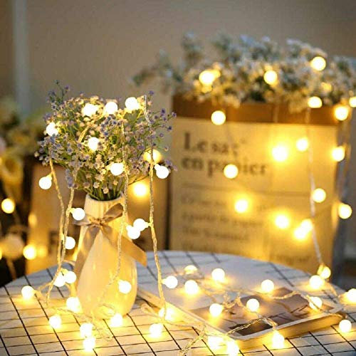 SFOUR Fairy Lights, 2 Lighting Modes, 19.68ft 40LEDs Ball IP65 Globe String Light Battery Operated, Decoraction for Indoor Lighting, Bedroom, Wedding, Party, Christmas, Tree