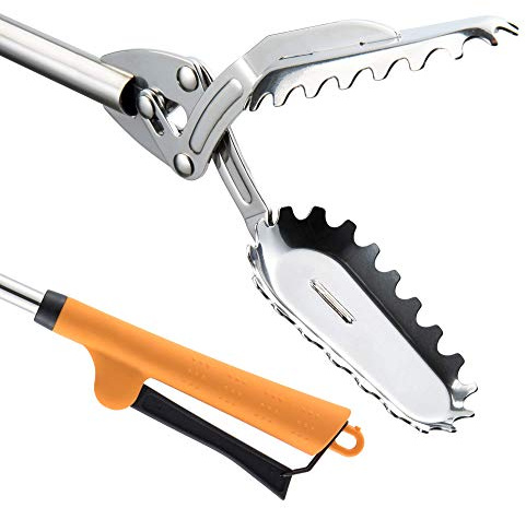 FTH All Stainless Steel Reacher Grabber 40-inch Tool Heavy Duty Trash Picker Snake Tongs