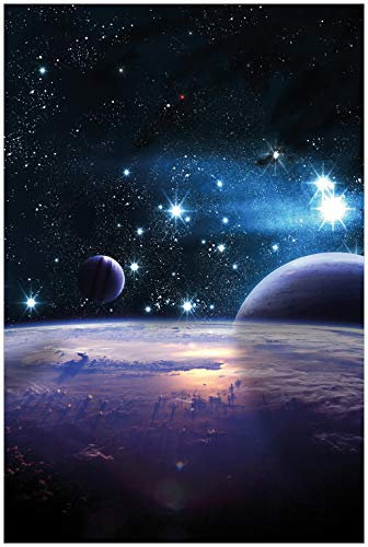 Wallario Glasbild Planeten im Weltall - 60 x 90 cm Wandbilder Glas in Premium-Qualität: Brillante Farben, freischwebende Optik