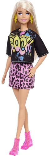 Barbie GRB47 - Fashionista Puppe mit Rock'n'Roll Kleidung, Spielzeug für Kinder von 3 bis 8 Jahren