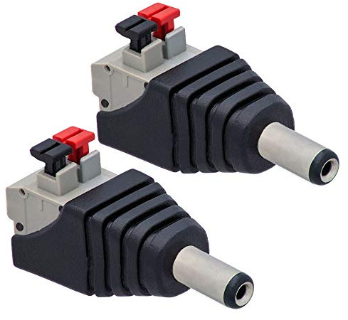 2X DC Hohlstecker 5,5mm >2,1mm auf Terminal Block 2-Pin Stecker Adapter Druckklemme