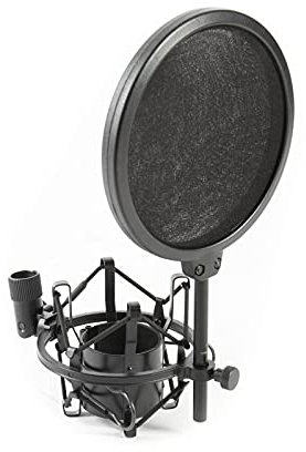 Fame EA 27 Pop, Mikrofonspinne mit Pop-Schutz, geeignet für gängige Mikrofonstativ-Modelle, verhindert Trittschall und Pulsivlauten, einfache Montage, für Mikrofone mit 4,5cm Durchmesser