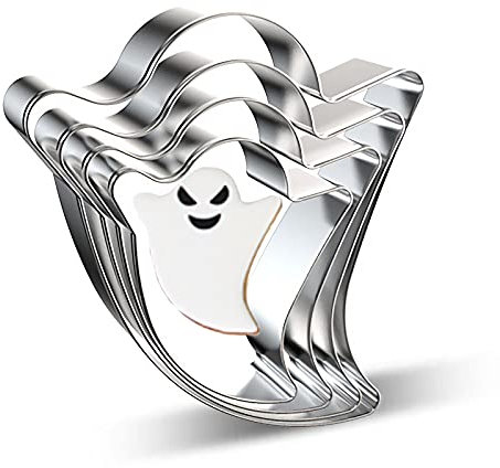 Geister-Ausstechformen-Set – 4 Stück, groß, klein, klein, Mini-Gespenst, Geisterform, Fondant, Keksausstecher, Keksformen für Herbst/Herbst, Halloween, Party-Dekorationen – Edelstahl