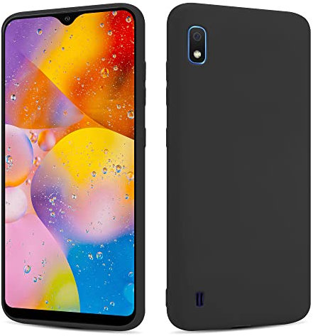 SHAANS Case For Samsung Galaxy A10 TPU Silicone Rubber Phone Case Soft Matt Finish (Black)