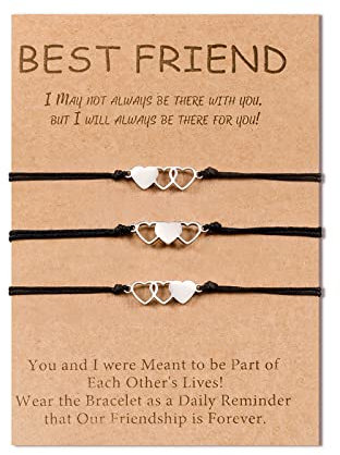 SUNSH 3pcs Beste Freunde Armband Freundschaft BFF Beasts Paar Abstand Passende Einstellbare Beziehungsarmbänder Geschenke für ihn Seine Freundin Freund