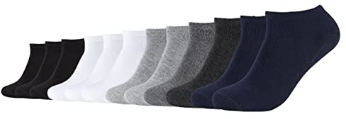 Camano Sneaker Socken Herren Damen 39-42 43-46 47-49 CA-Soft Organic Cotton 12er Pack ohne Gummibund Schwarz Grau Blau Weiß