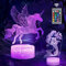 Luce notturna a forma di unicorno 3D, 16 colori, 2 modelli, spegnimento automatico, con Smart Touch e telecomando, luci a forma di unicorno, per camera delle ragazze, giocattoli di compleanno
