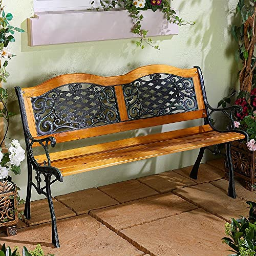 Coopers of Stortford Wood & Resin Decorative Garden Bench L125cm