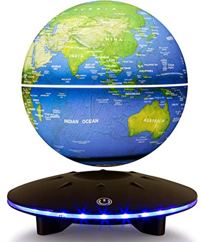 Schwebender Globus, magnetische Levitationskugeln, automatisch rotierende, mehrfarbige, wechselnde LED-Schwebe-Weltkarte für Zimmer, Büro, Schreibtisch, Nachtlichter, Lerngeschenk für Kinder