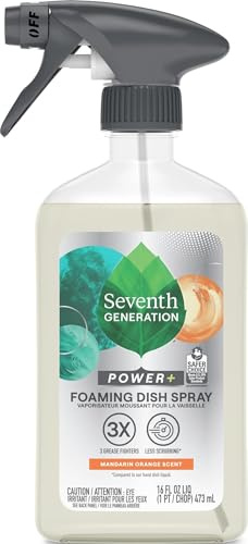 Seventh Generation Foaming Dish Spray, Power+ Mandarin Orange, 3 Powerful Grease Fighters, 16 Fl Oz