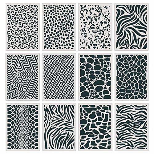 Zeichnung Malschablonen 12 Stück Leopard Painting Stencils Leopardenmuster Schablonen Set Wiederverwendbar Kunststoff Schablonen Für Möbel Wandgestaltung Scrapbooking Handwerk Deko